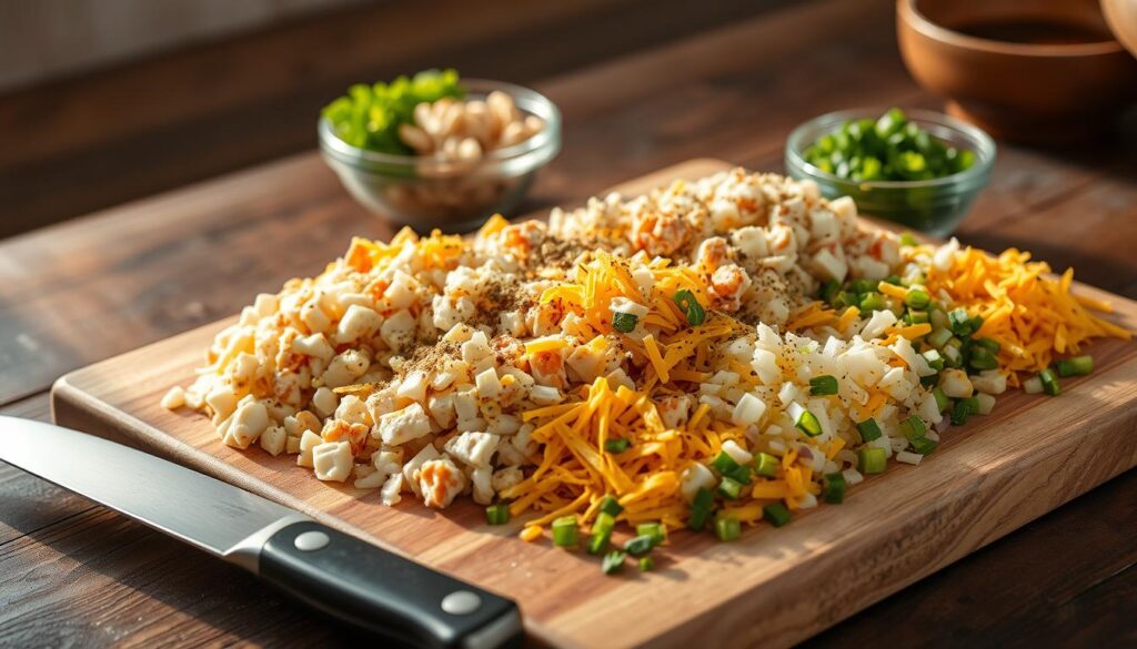 Crab and Cheese Enchiladas Filling Preparation