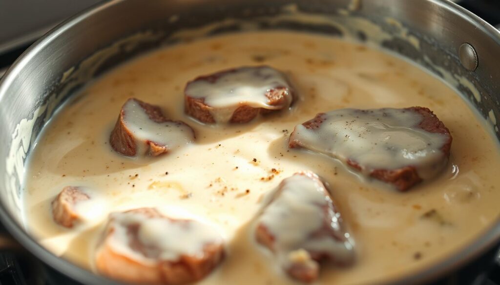 Creamy Steak Alfredo Sauce Preparation